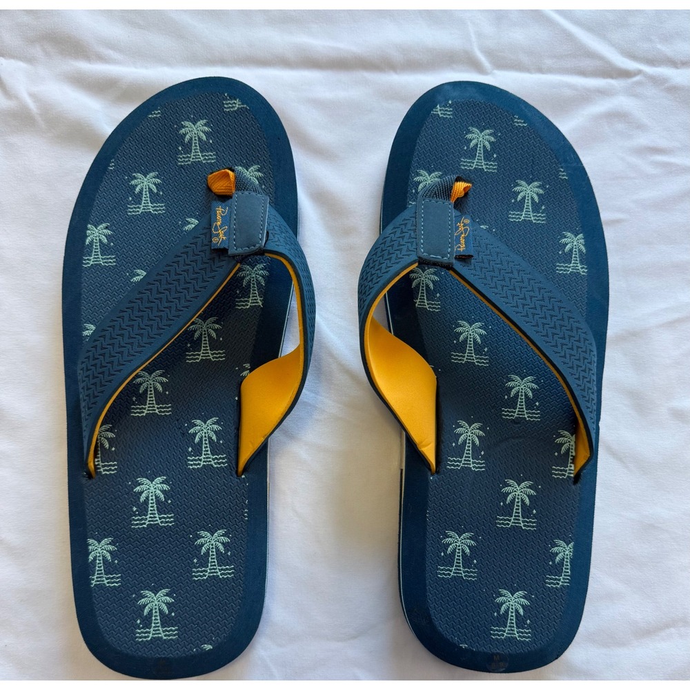 Panama Jack Men Size 8-9 Blue Yellow Flip Flop Sandals Slides
